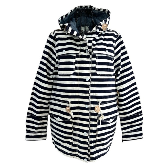 Levi's Jackets & Blazers - Levi's Trekking Parka Striped Hooded Jacket Nautical Canvas Navy/White Large NWT
